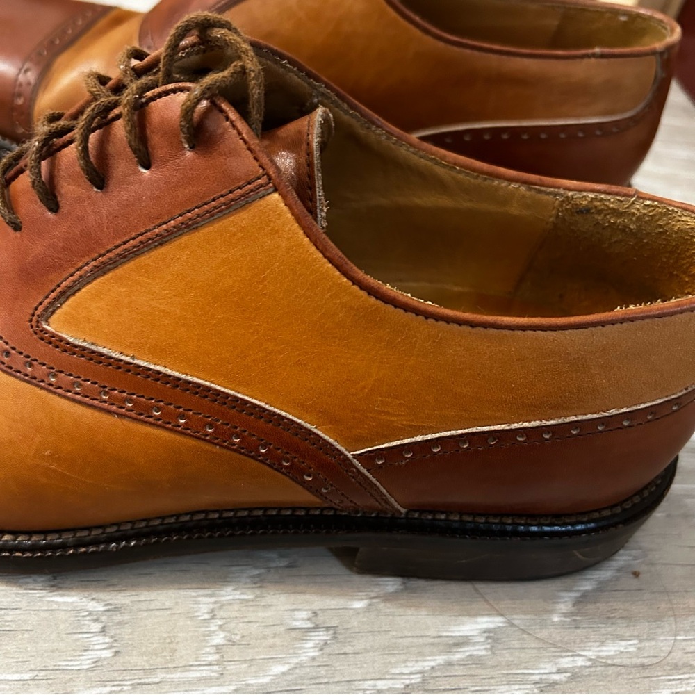 Johnston & Murphy Cellini Leather Oxford Dress Shoes Brown 2-Tone Lace Ups Sz 9M - Picture 8 of 12